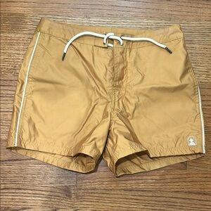 Men's Tan Swim Trunks with White Trim